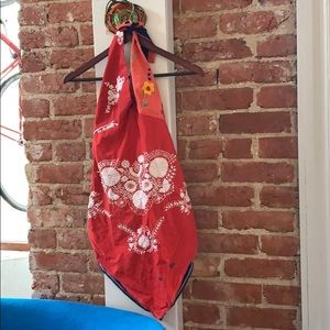 RED hand Embroidered bandana dress.